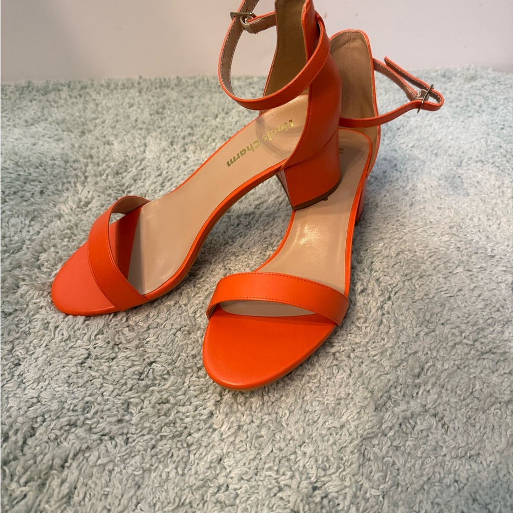 Orange Ankle Strap Heels